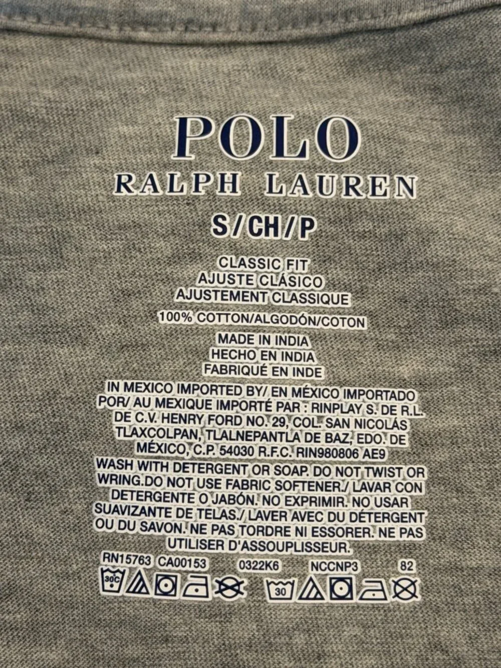 Polo Ralph Lauren Men's Short Sleeve Tee Undershirt Gray Size S NWOT